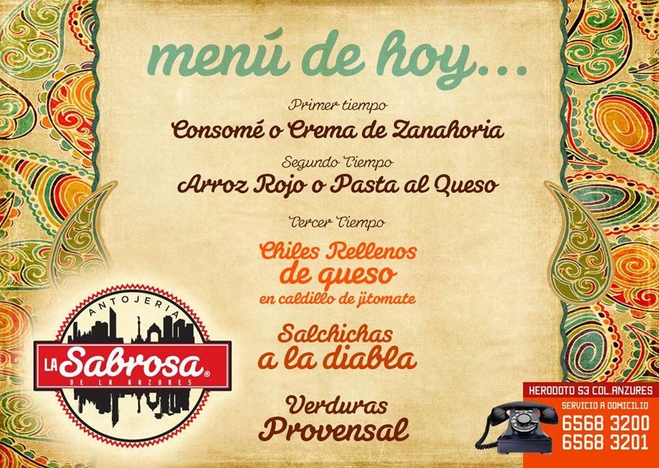 Menu at La Sabrosa de la Anzures restaurant, Mexico City, Herodoto 53