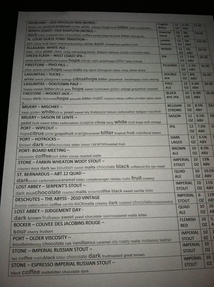 Menu at ISO Beers Beer Bar & Bottle Shop, San Jose