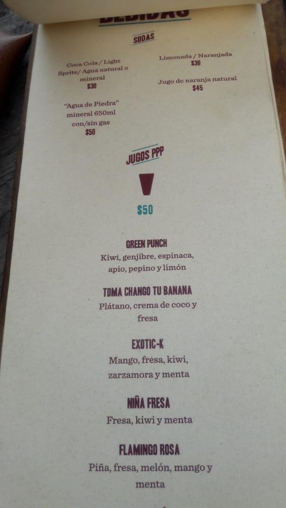Menu at Papaya Playa Project Beach Club, Tulum