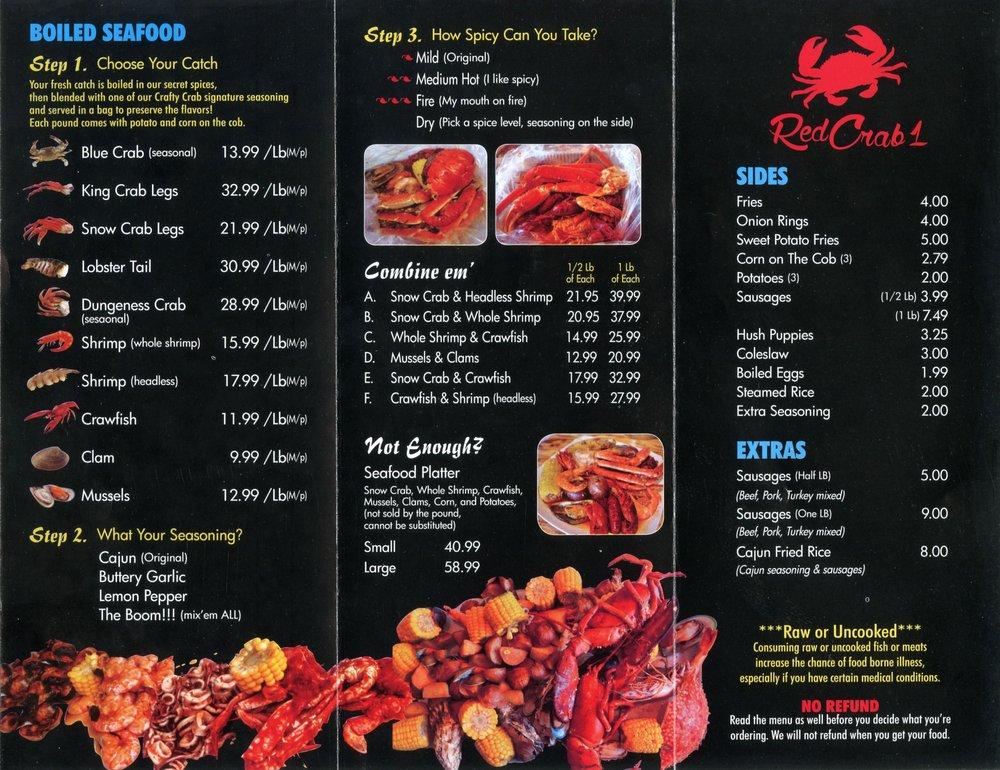 Menu at Red Crab 1 seafood restaurant, Bala Cynwyd