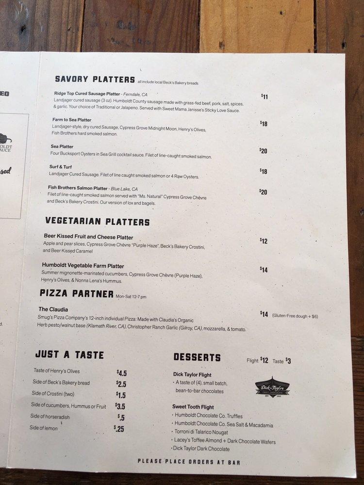 Menu at Humboldt Bay Provisions pub & bar, Eureka