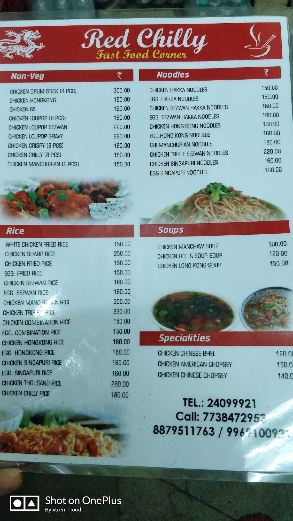 Menu at Red Chilli Fast Food Corner, Sion Koliwada, Shop Number 11