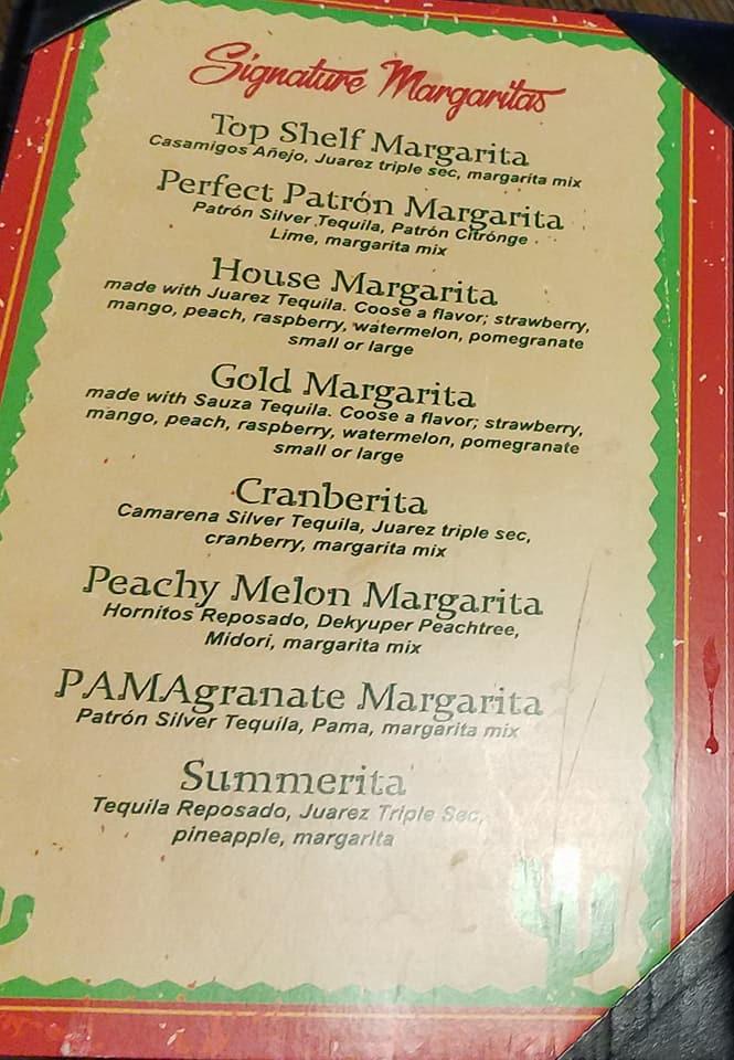 Menu at Torreador Mexican Restaurant, Overland Park