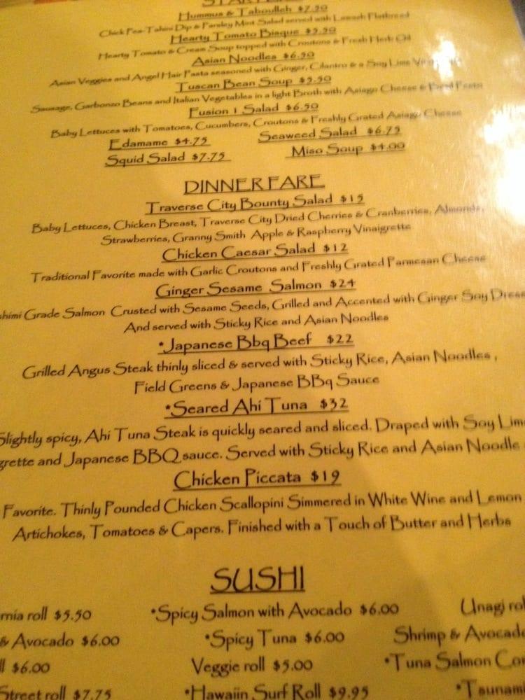 Menu at Fusion 1 Cafe, Bay City