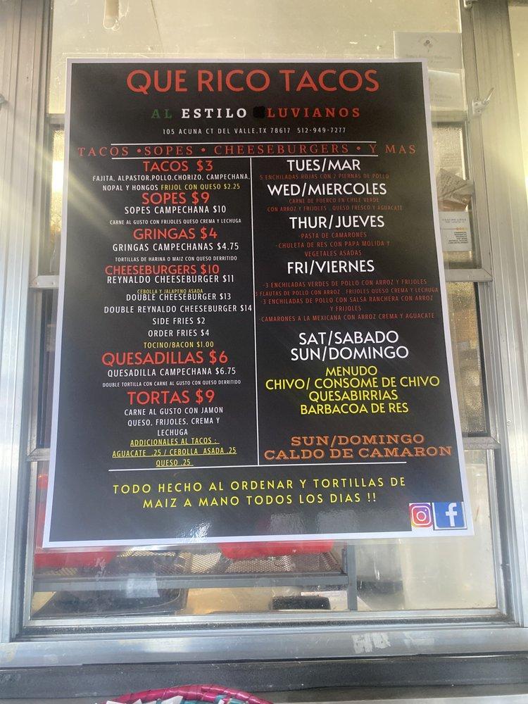 menu-at-que-rico-tacos-restaurant-austin