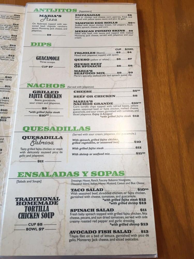 Menu at CASA MARIA MEXICAN GRILL restaurant, Baton Rouge