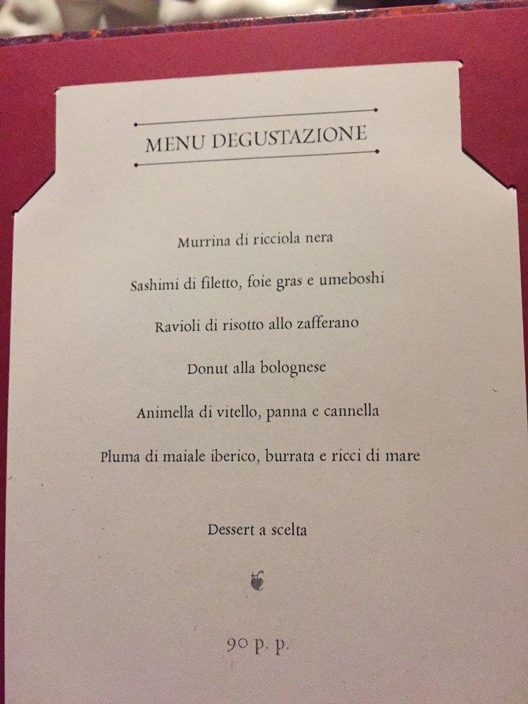 Menu at Contraste restaurant, Milan, Via Giuseppe Meda