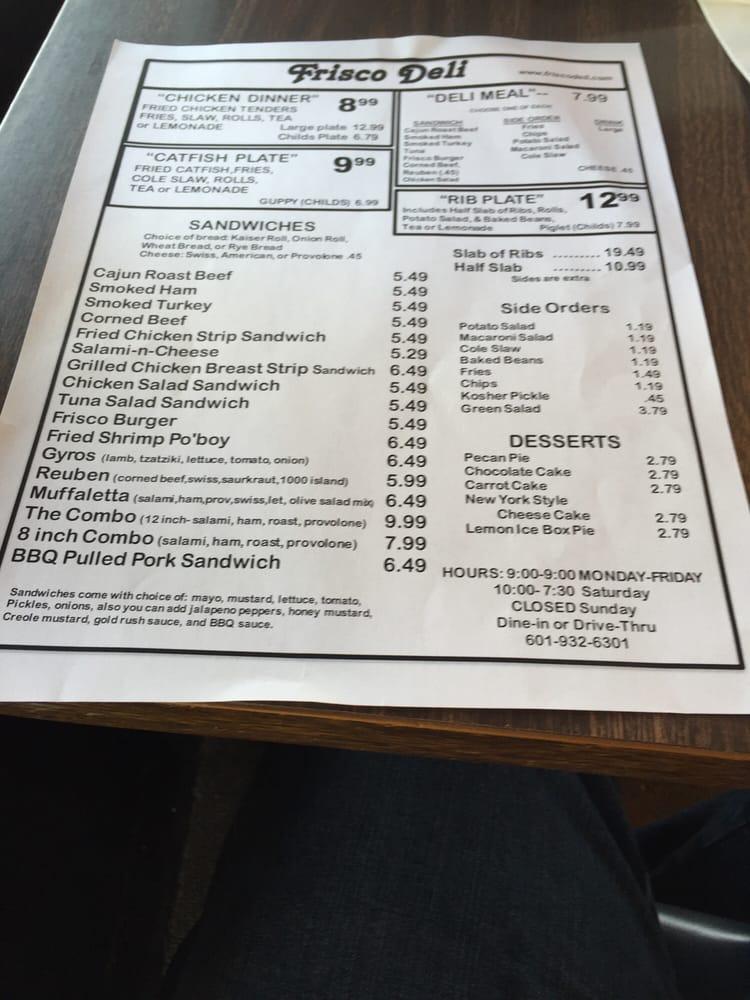 Menu at Frisco Deli BBQ, Pearl, Phillips Ln