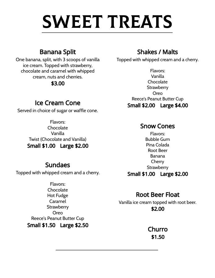 Menu at The Bird City Cafe, Bird City