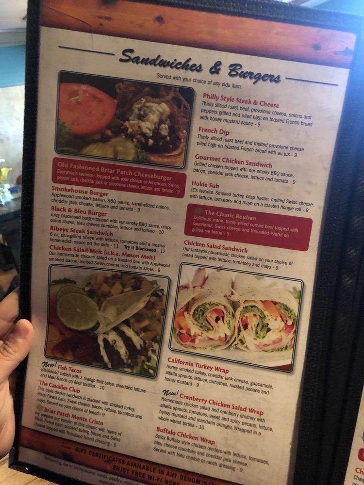 Menu at The Briar Patch Restaurant, Amherst, 883 S Main