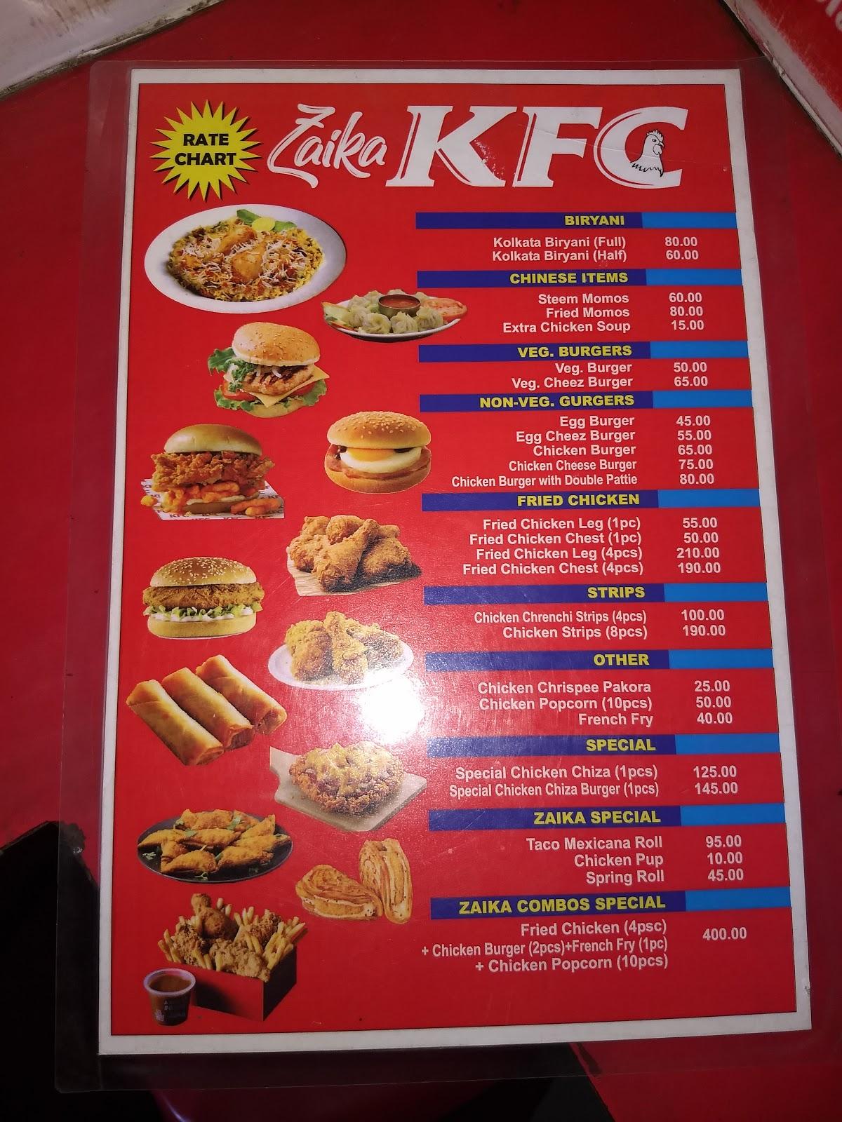 Menu kfc KFC Mauritius