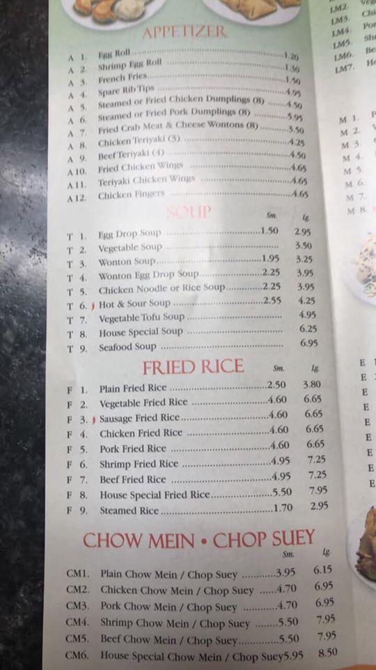 Menu at Charlie's place restaurant, Ahoskie