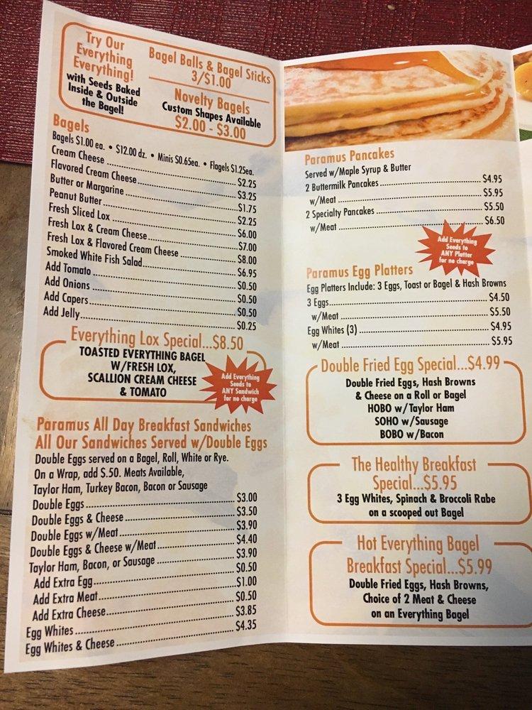 Menu at Everything Bagel, Paramus