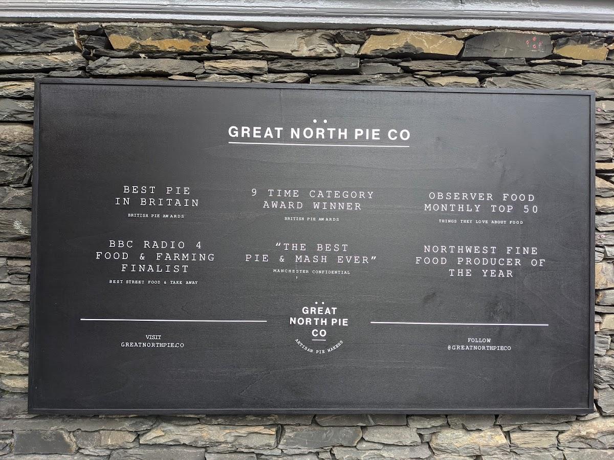 Menu at Great North Pie Company cafe, Ambleside