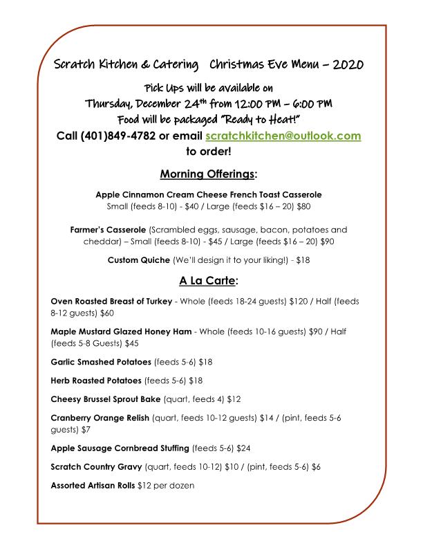 Menu at Scratch Kitchen & Catering restaurant, Newport