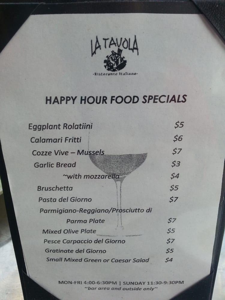 Menu at La Tavola pizzeria, Baltimore, 248 Albemarle St