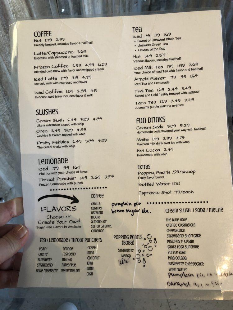 Menu at Mr. Bee's Coffee & Teas cafe, Santa Rosa