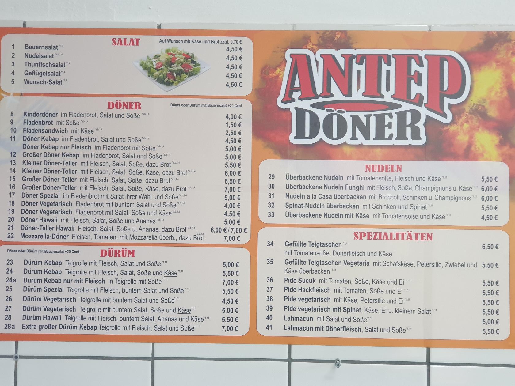 Speisekarte von Antep Döner restaurant, Großschönau