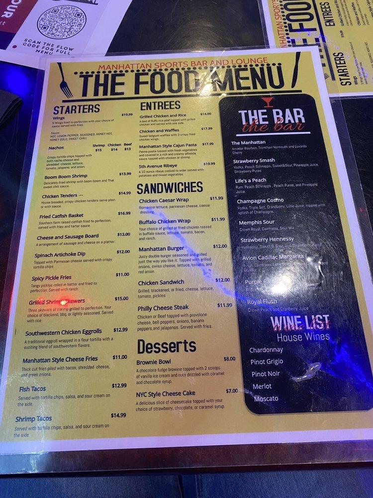 Menu at Manhattan Sports Bar & Lounge, Memphis