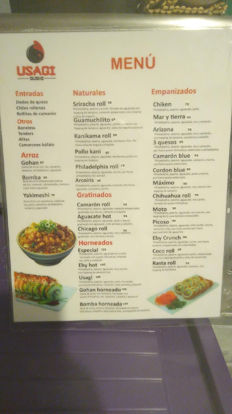 Total 94+ imagen usagi sushi menu Viaterra.mx