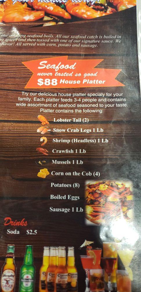 Menu at Fiery Crab restaurant, Lafayette, Kaliste Saloom Rd