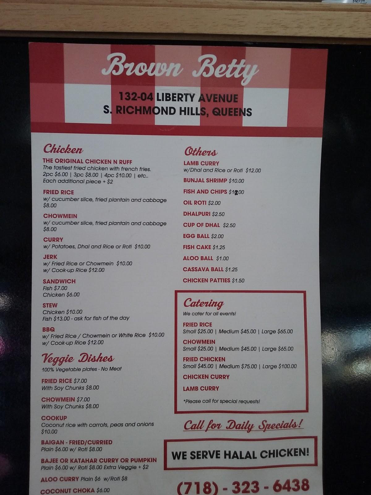 Menu at Brown Betty restaurant, New York City, 13204 Liberty Ave