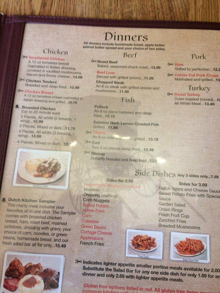 Menu at Dutch Kitchen restaurant, Dalton, Lincoln Way E