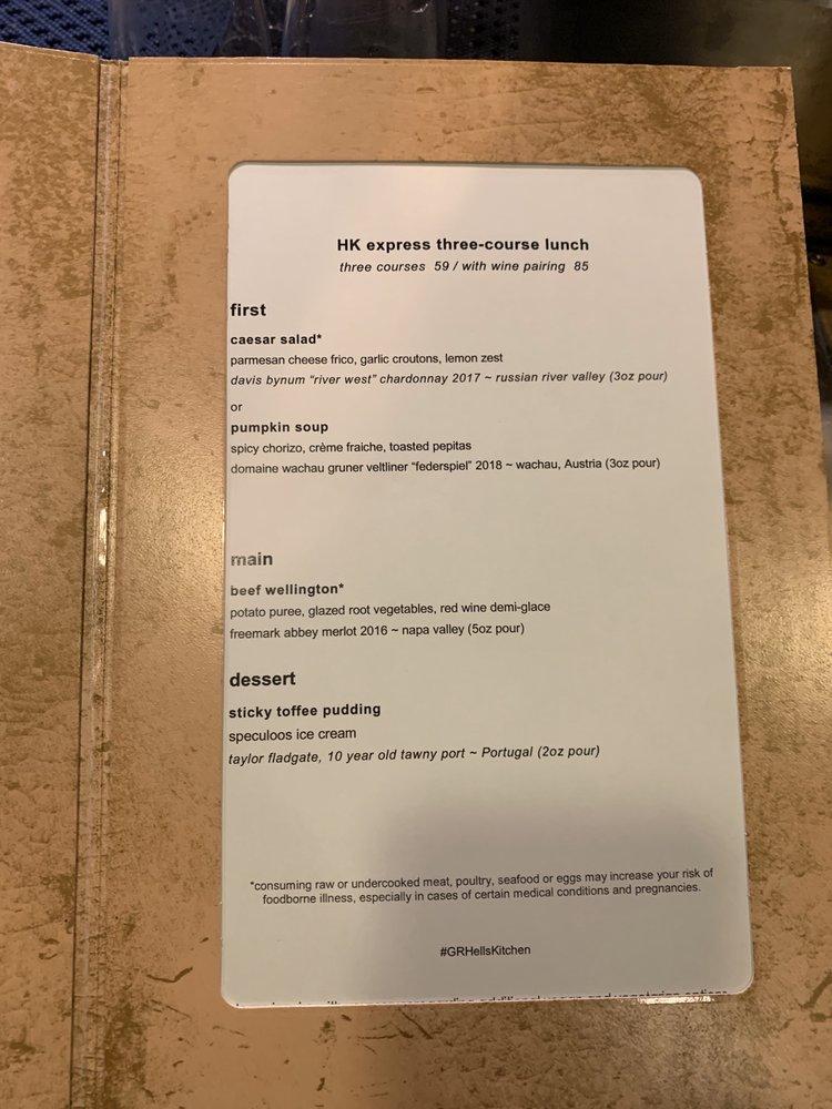 Menu At Gordon Ramsay Hell's Kitchen Restaurant, Stateline