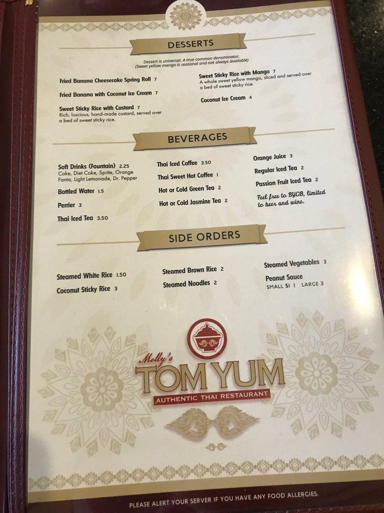 Menu at Tom Yum Thai restaurant, Phoenix, E Bell Rd