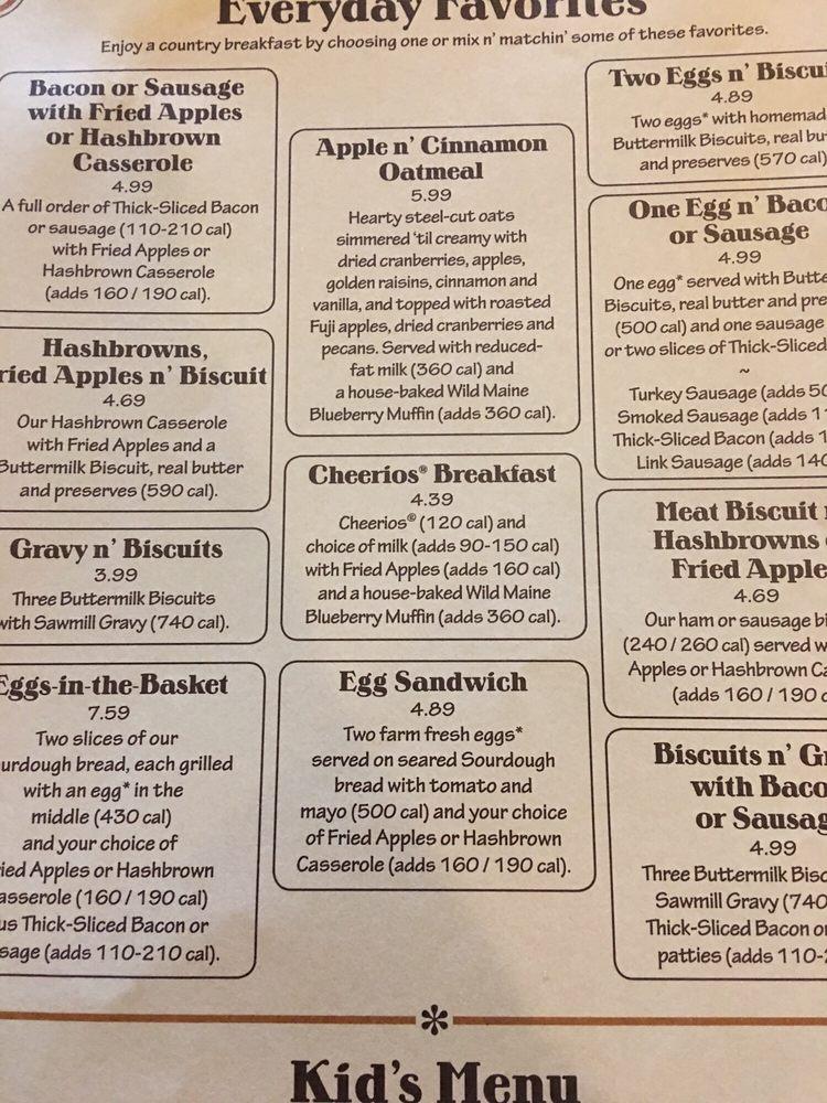 Menu at Cracker Barrel Old Country Store, Fishkill, 4 Merritt Blvd