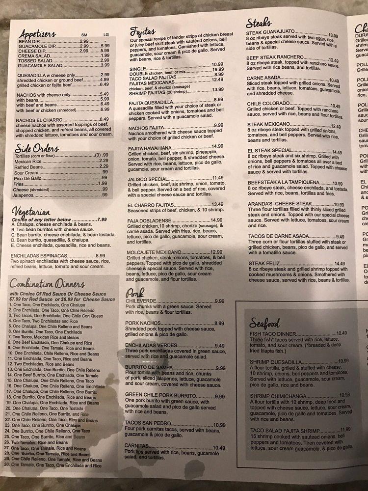 Menu at El Charro Mexican Restaurant, Mountain Home