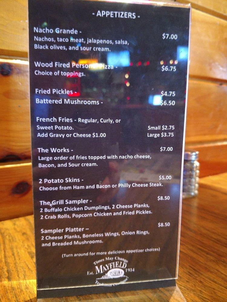 Menu at Mayfield Grill pub & bar, Mayfield