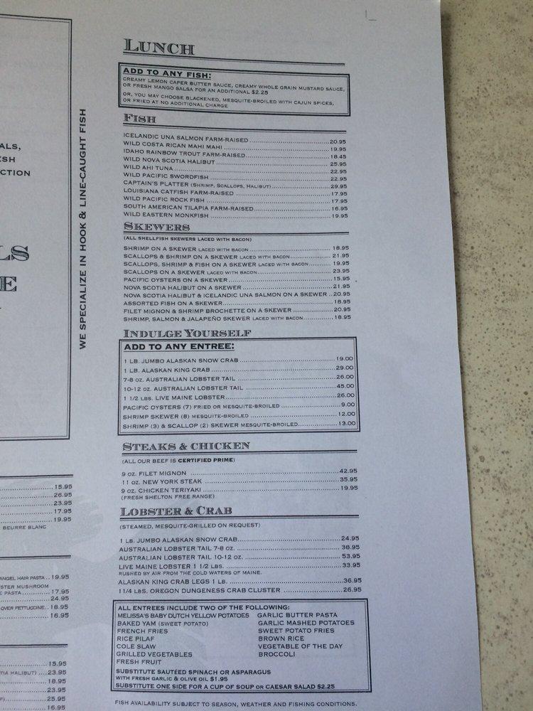 Menu at Original Fish Co. restaurant, Los Alamitos