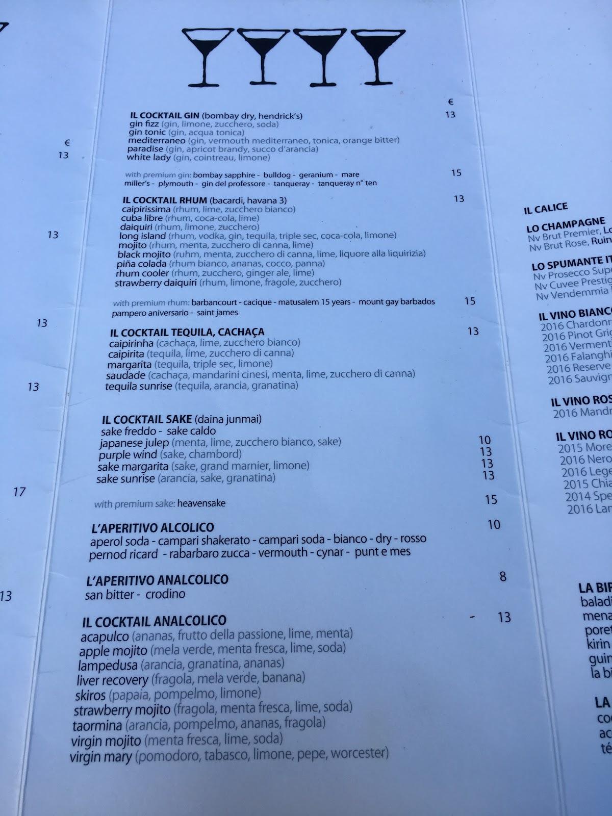 Menu at 10 Corso Como Café restaurant, Milan