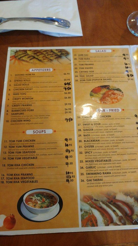 Menu at Thai In Fife restaurant, Fife