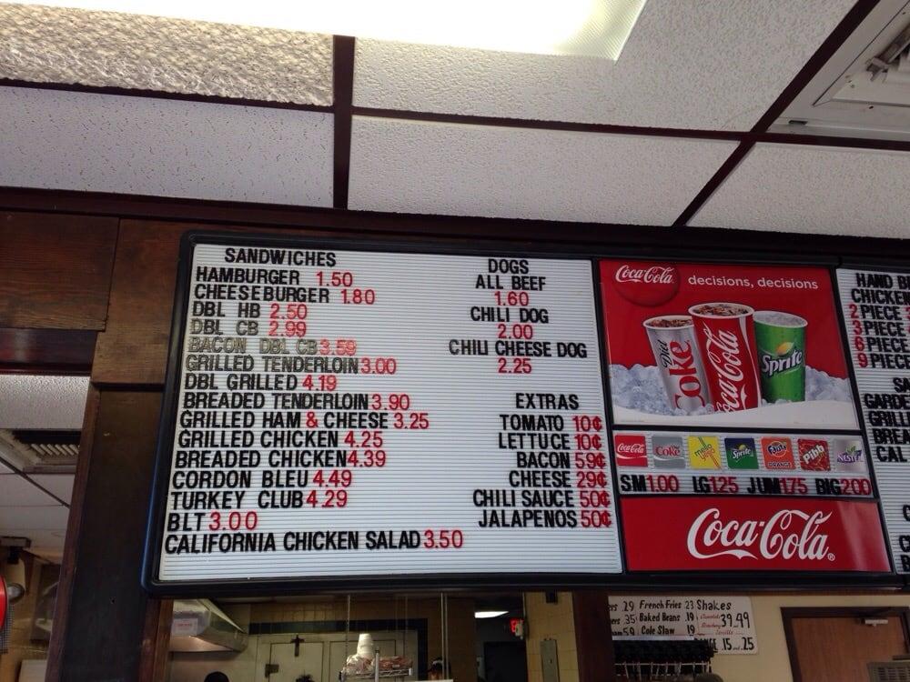 Menu at Just Hamburgers restaurant, Paducah, Jackson St