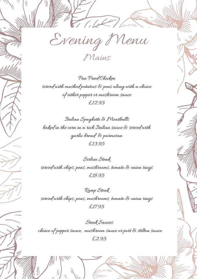 Menu at Inn For All Seasons restaurant, Redruth