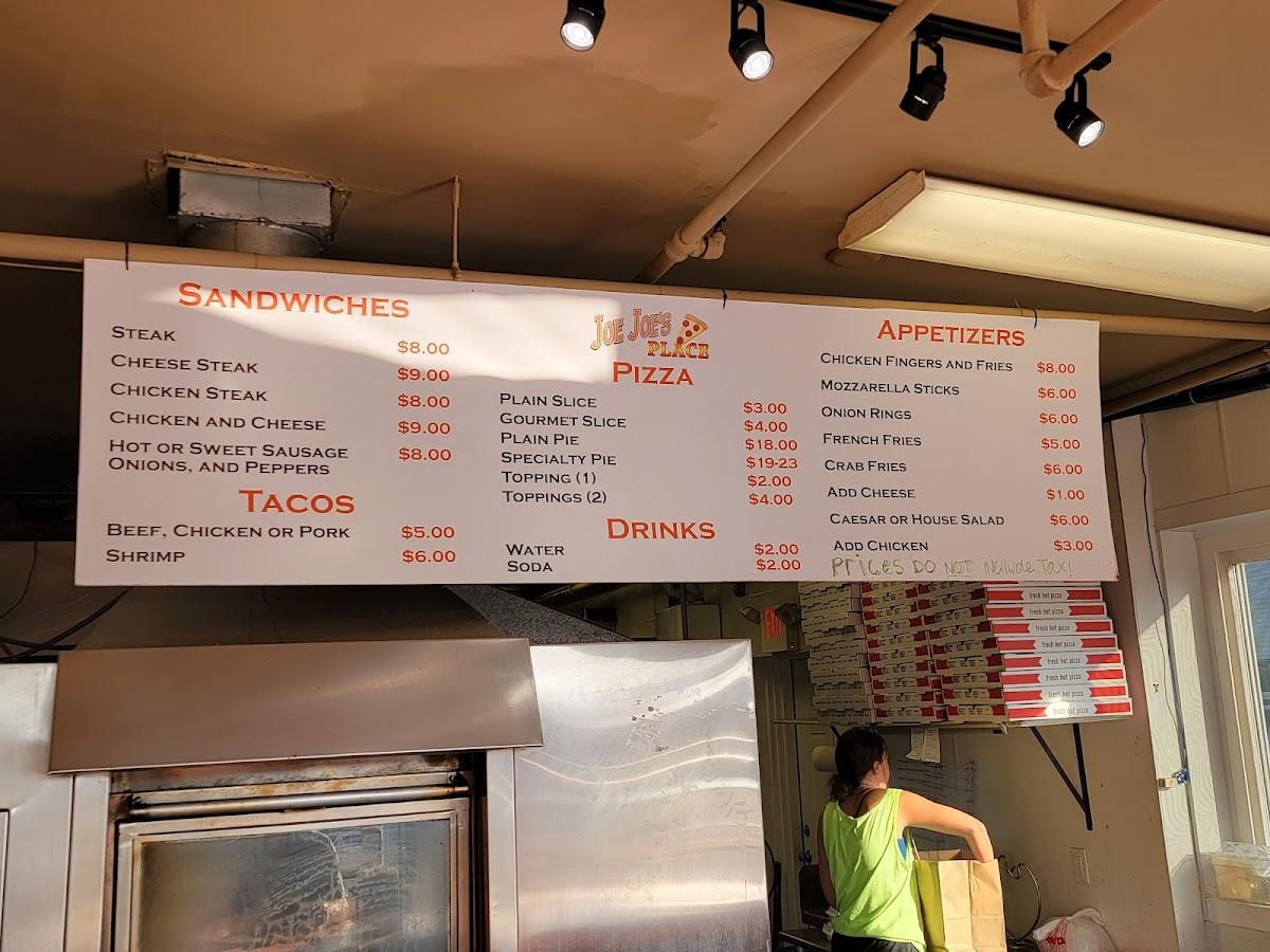 Menu at Joe Joe's Place Tacos & Tequila pizzeria, North Wildwood