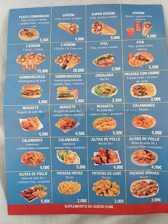 Menu at La piccola restaurant, Igualada