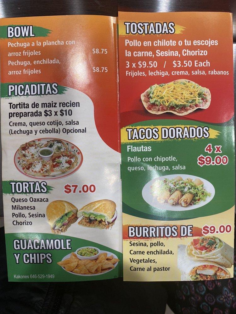 Menu at Tacos Locos Deli restaurant, New York City