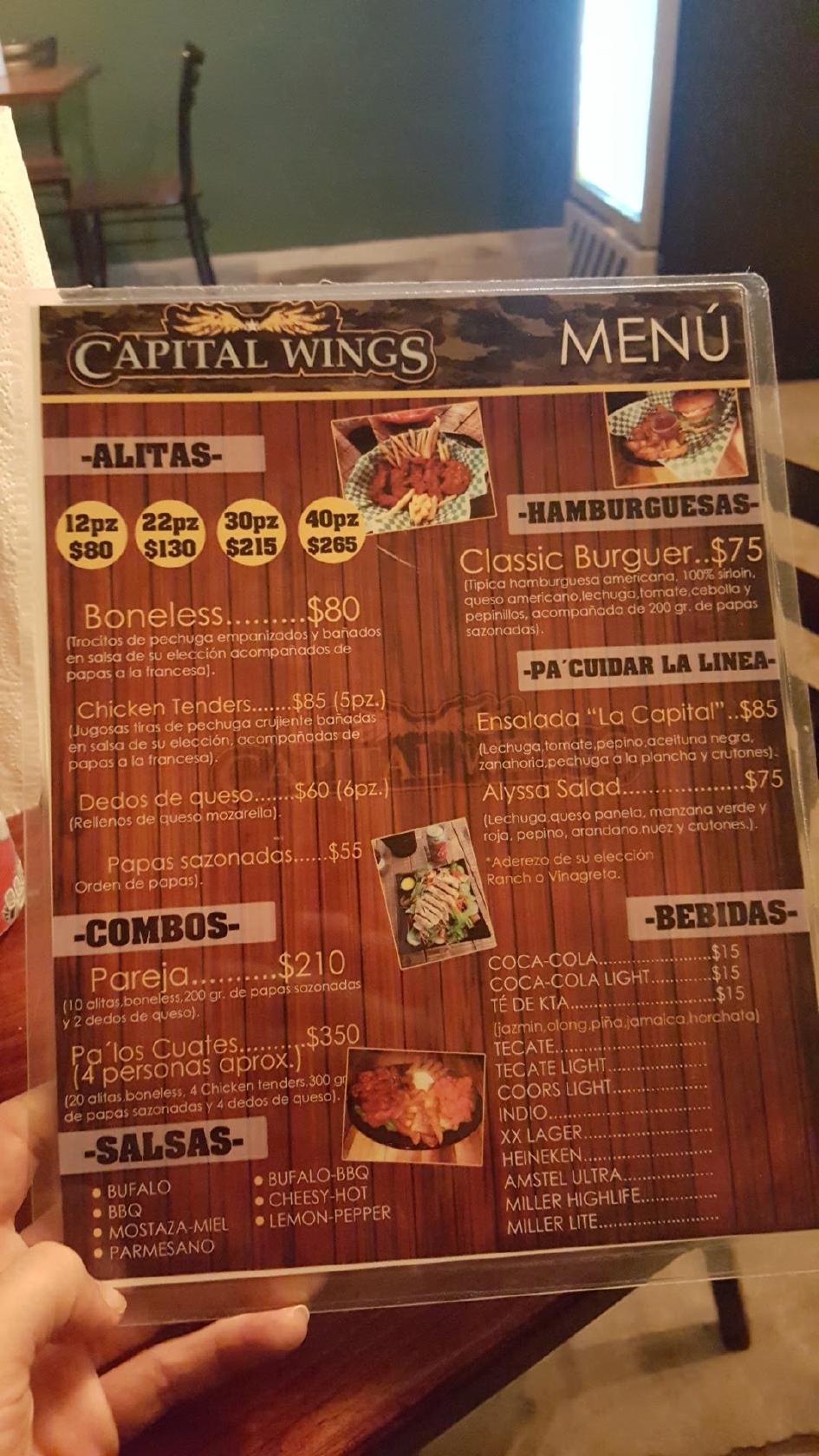 Menu at Capital Wings restaurant, Guasave