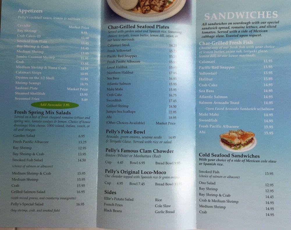 Menu at Pelly's Fish Market & Cafe, Carlsbad