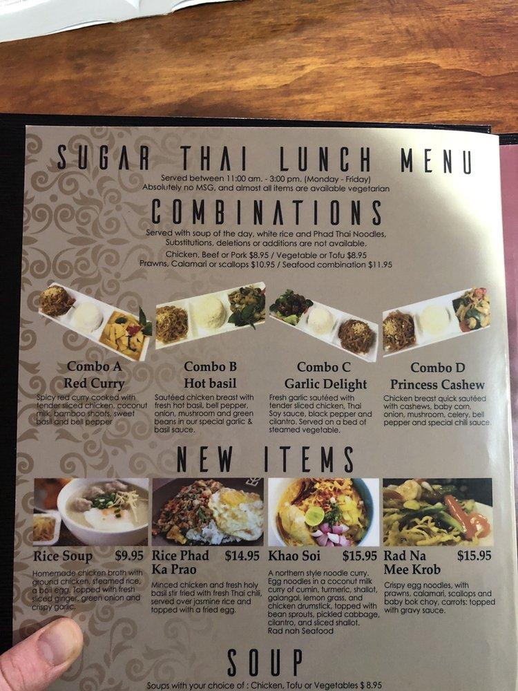 Menu at Sugar Thai Food restaurant, Ellensburg