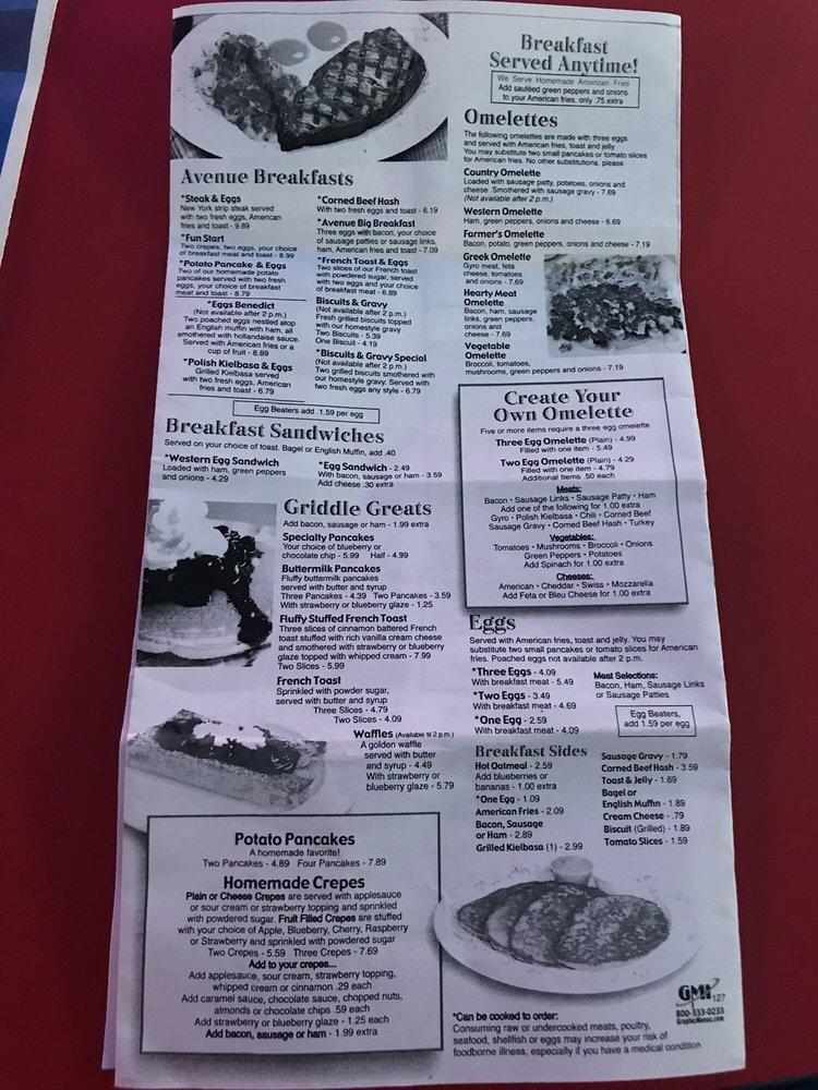 Menu at Angelo's Avenue Grille restaurant, Sterling Heights