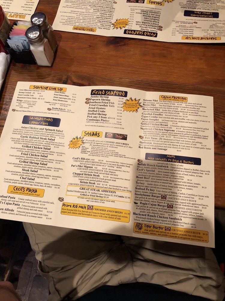 Menu at Cecil's Cajun Kitchen restaurant, DeRidder