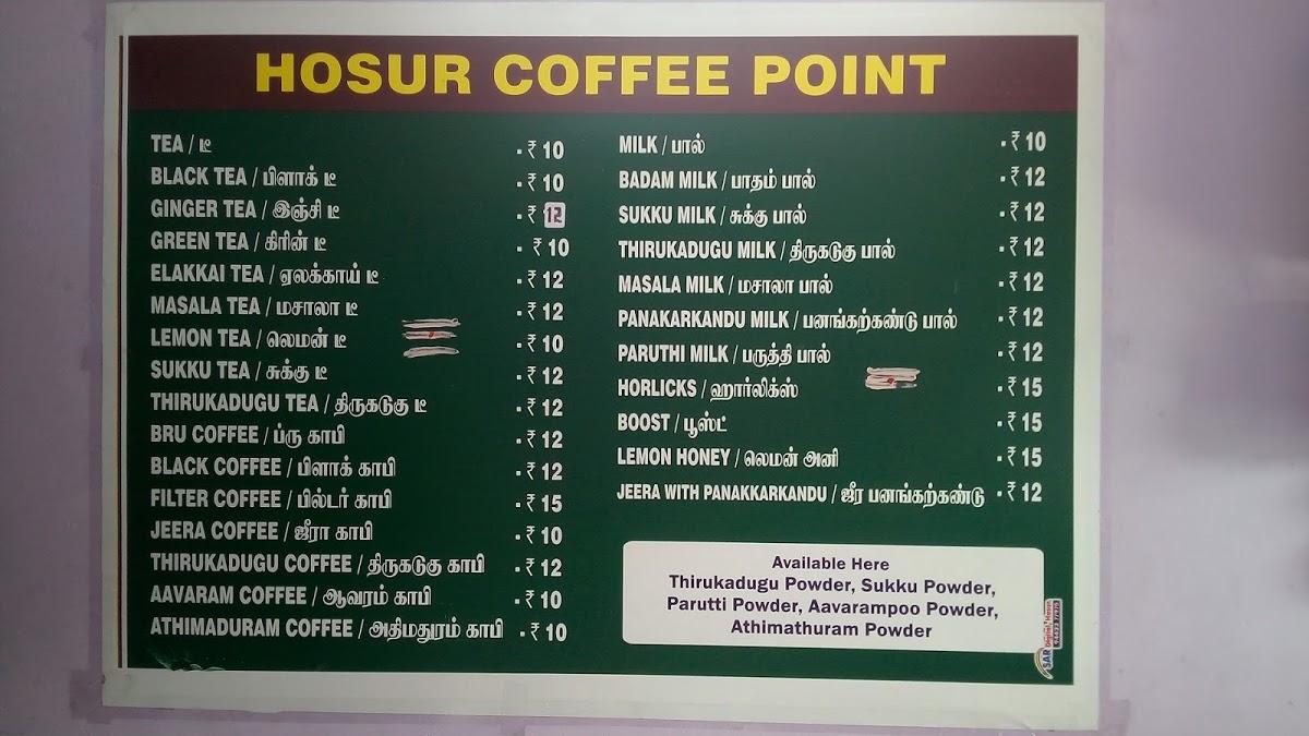 Hosur Coffee Point menu