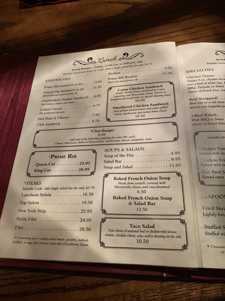 Menu at Brother Sebastian's Steakhouse, Omaha