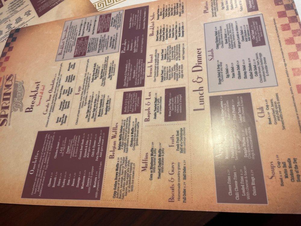 Menu at Coral Springs Diner restaurant, Coral Springs, W Sample Rd