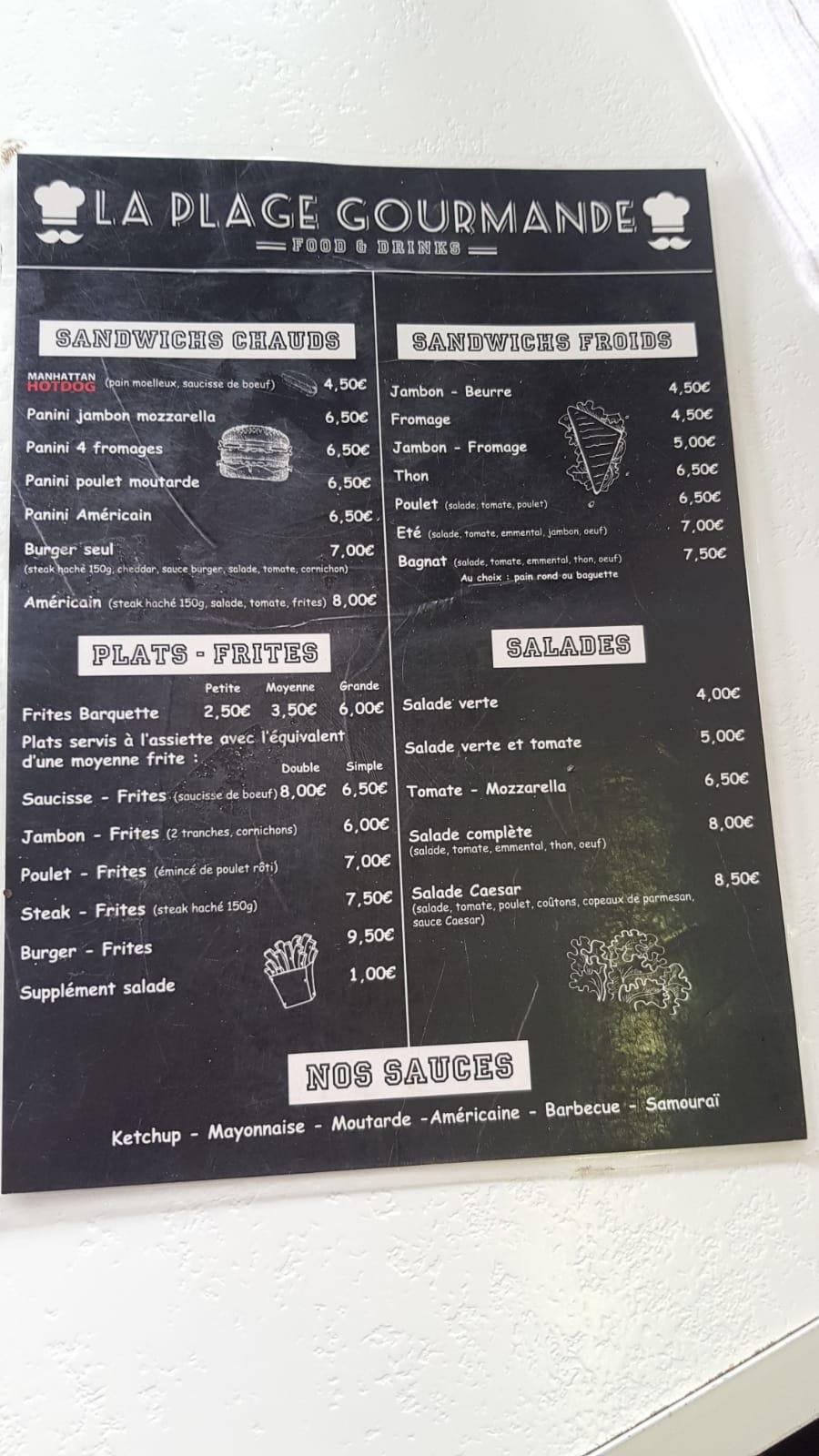 Menu au La Plage Gourmande, Excenevex
