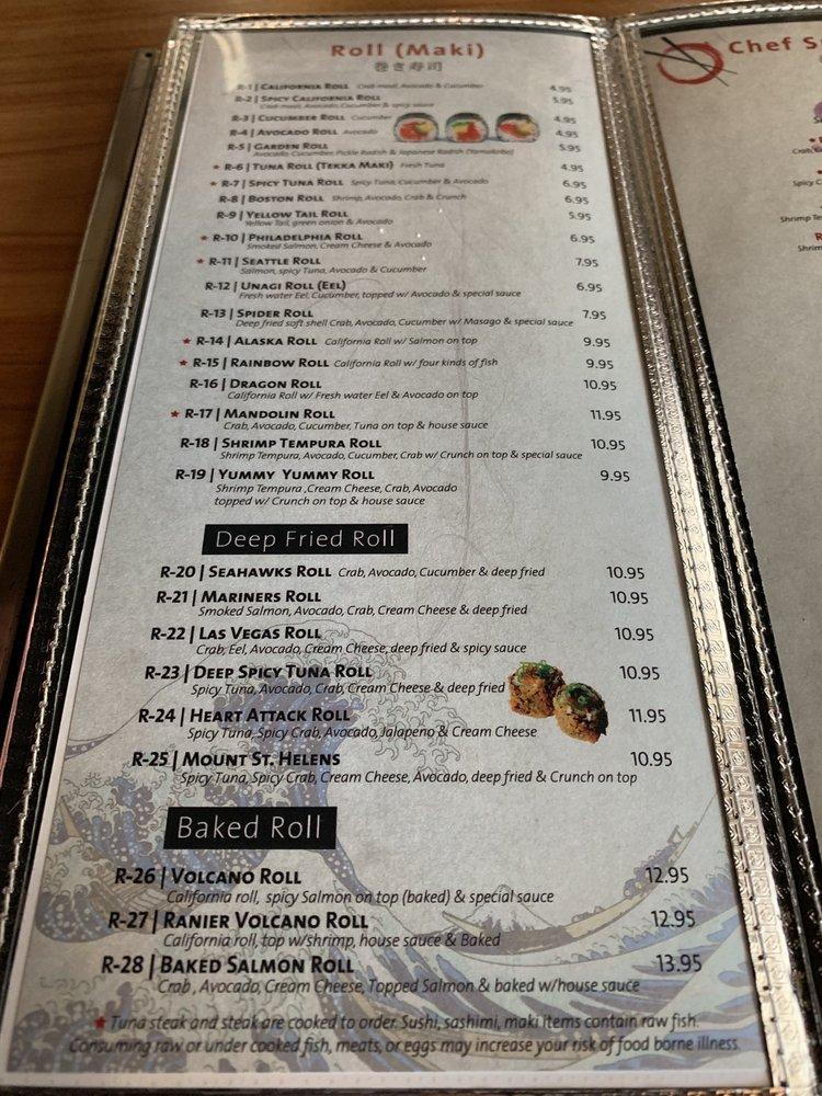 Menu at Mandolin Sushi & Japanese steak house restaurant,